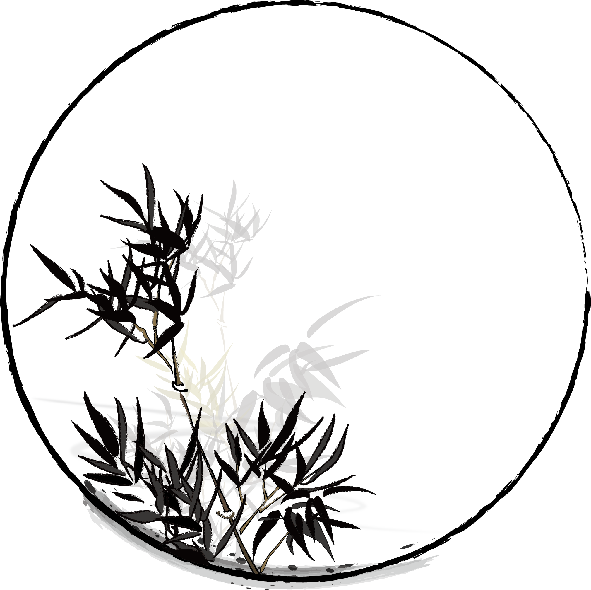 Hand Painted Chinese Style Ink Plant Png And Vector Clipart (2019x2014), Png Download