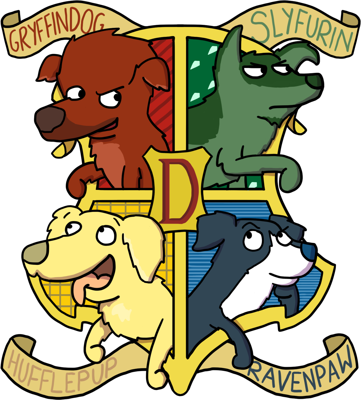 Fanworksah Yes, The Four Houses Of Dogwarts Clipart (2000x2000), Png Download