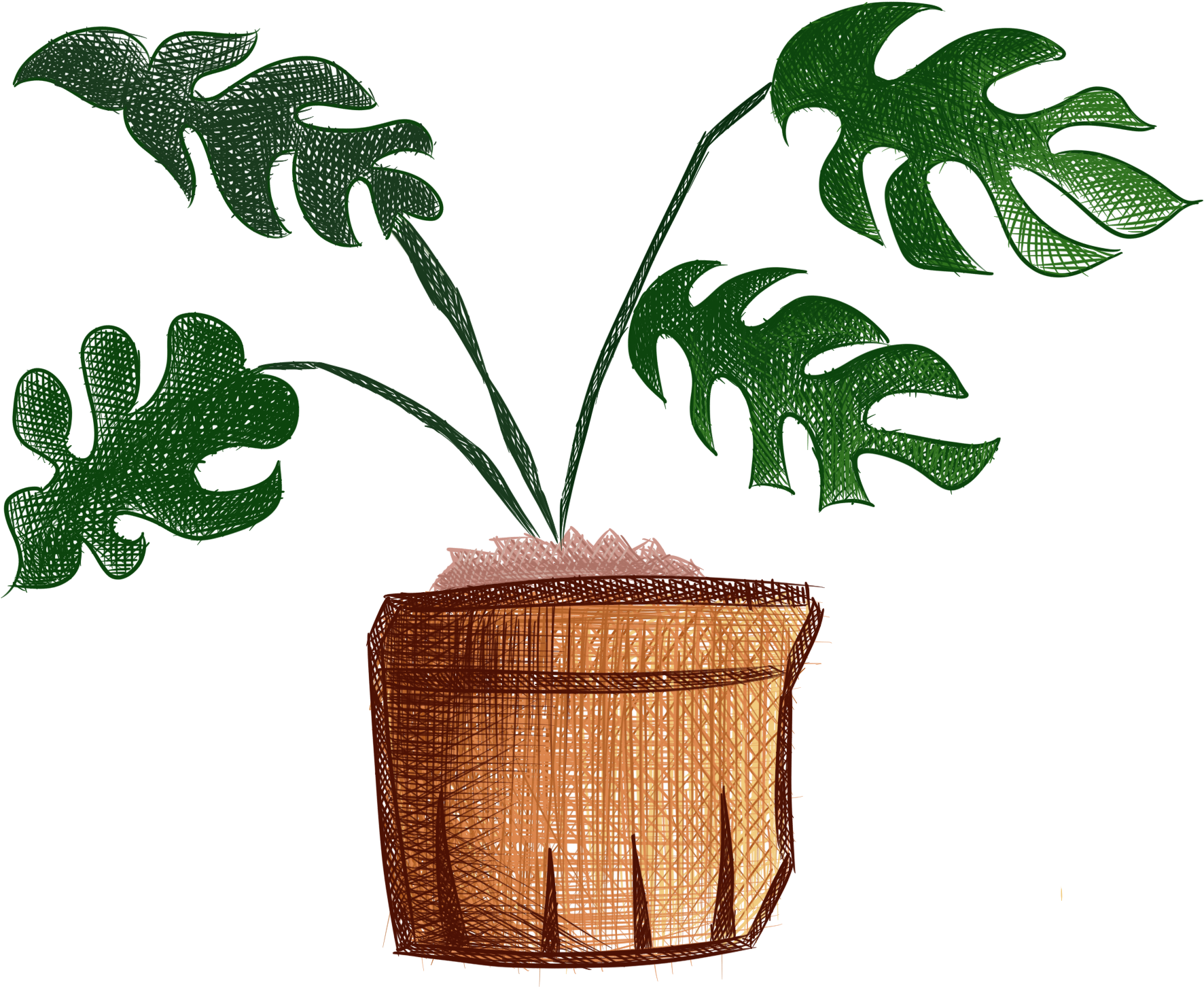 Hand Painted Plants Flowers Fresh Potted Png And Psd Clipart (2000x2000), Png Download