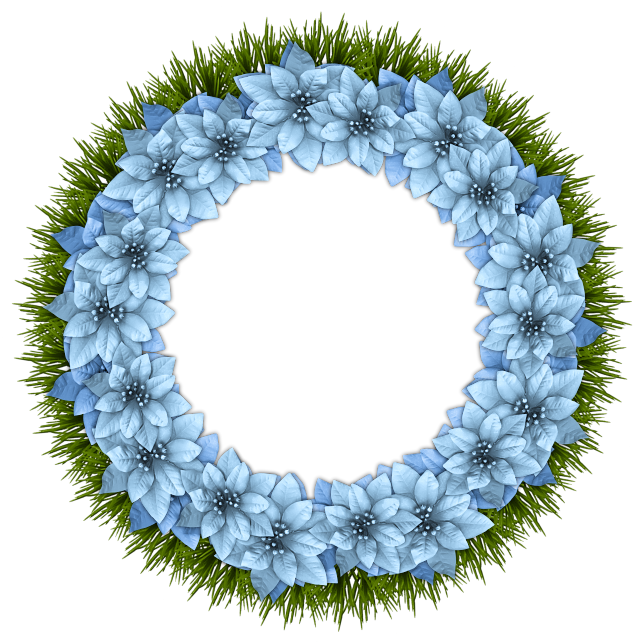 Blue Christmas Wreath Christmas Frames, Christmas Card Clipart (644x644), Png Download