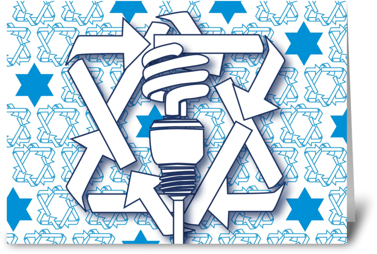 Happy Hanukkah Recycle Greeting Card Clipart (848x698), Png Download