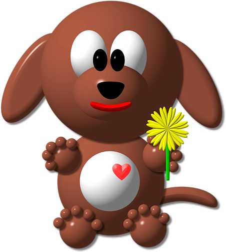 Art Cute Dog With Dandelion By Clipart (600x600), Png Download