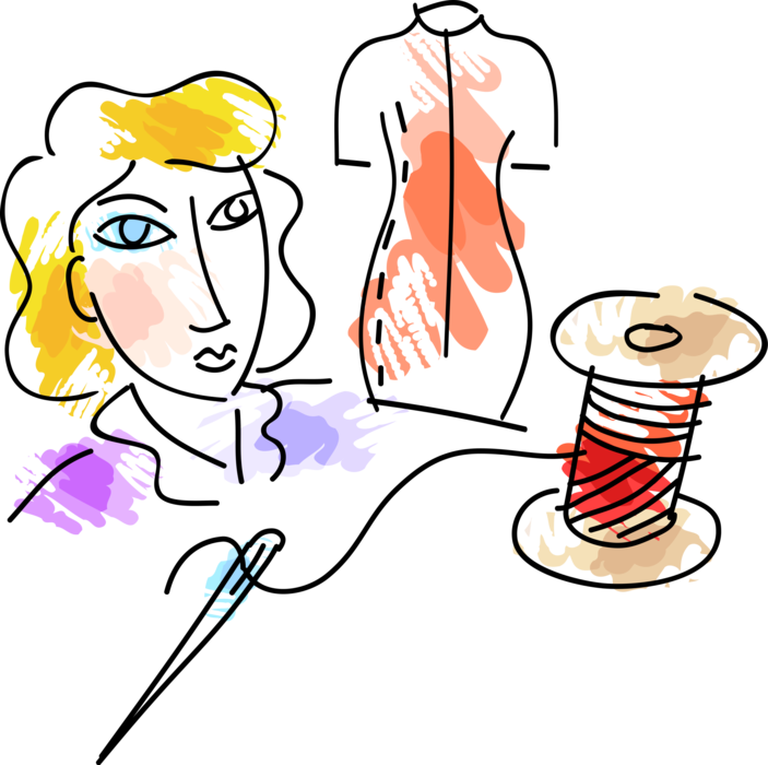 Png Library Library Dress Form Needle And Image Illustration Clipart (703x700), Png Download