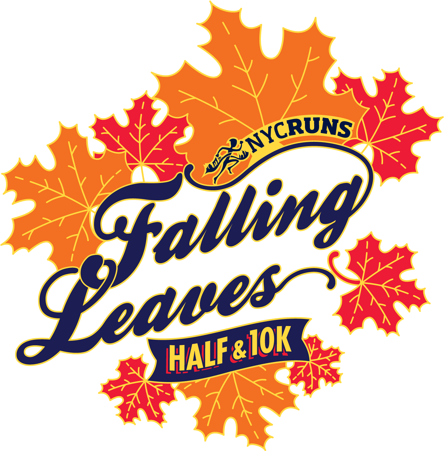 Nycruns Falling Leaves Half & 10k Clipart (1600x1600), Png Download