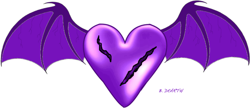 Scared Winged Heart T-shirt Clipart (1000x458), Png Download