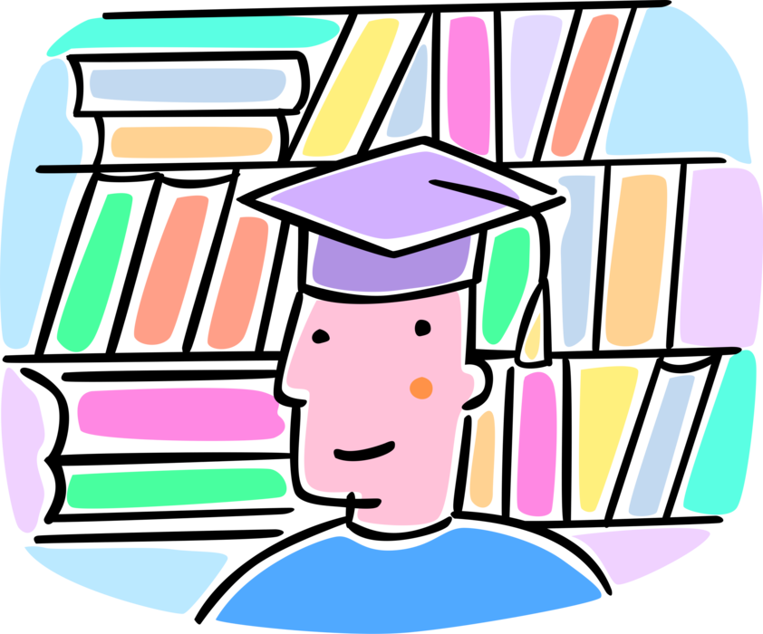 Picture Free Graduate In With Cap And Books Image Clipart (842x700), Png Download