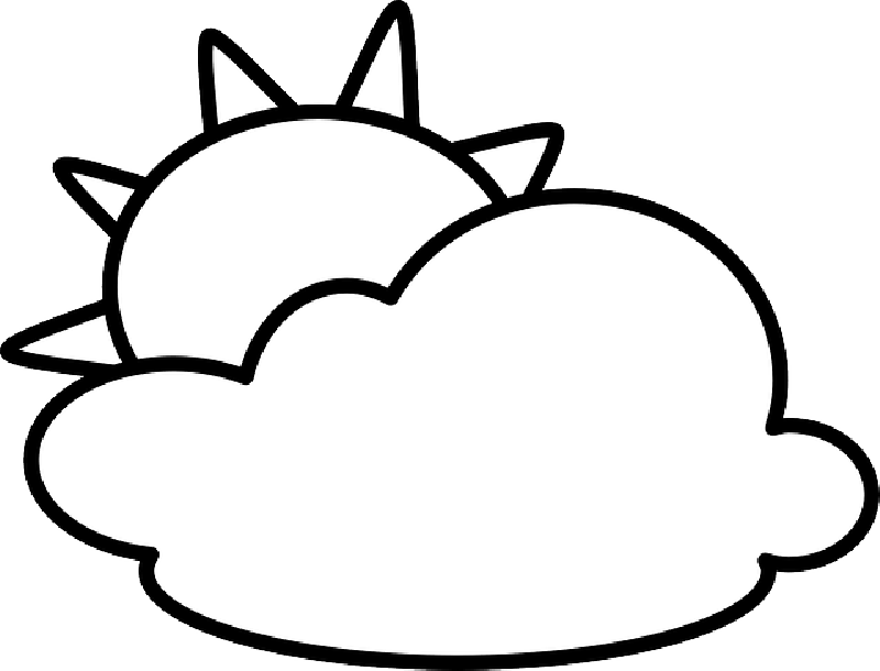 Sun And Clouds Clipart Black And White , - Png Download (800x610), Png Download