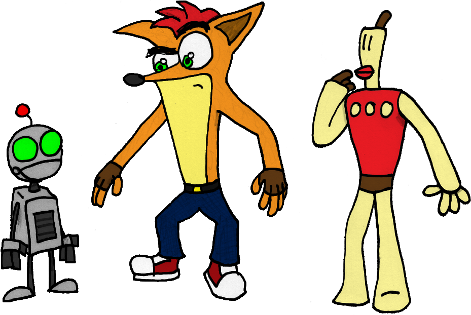 Clank, Crash, And Klaymen Clipart (992x709), Png Download