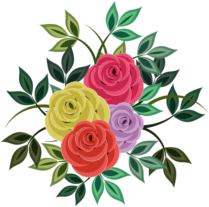 Roses, Flowers, Floral, Plants, Spring, Flowery Clipart (720x720), Png Download