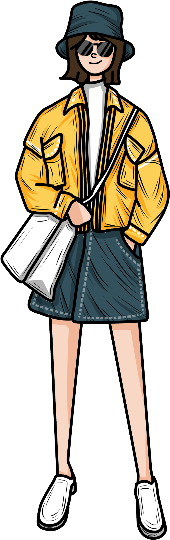 Cartoon Female Girl Tide Png And Psd Clipart (2000x2000), Png Download