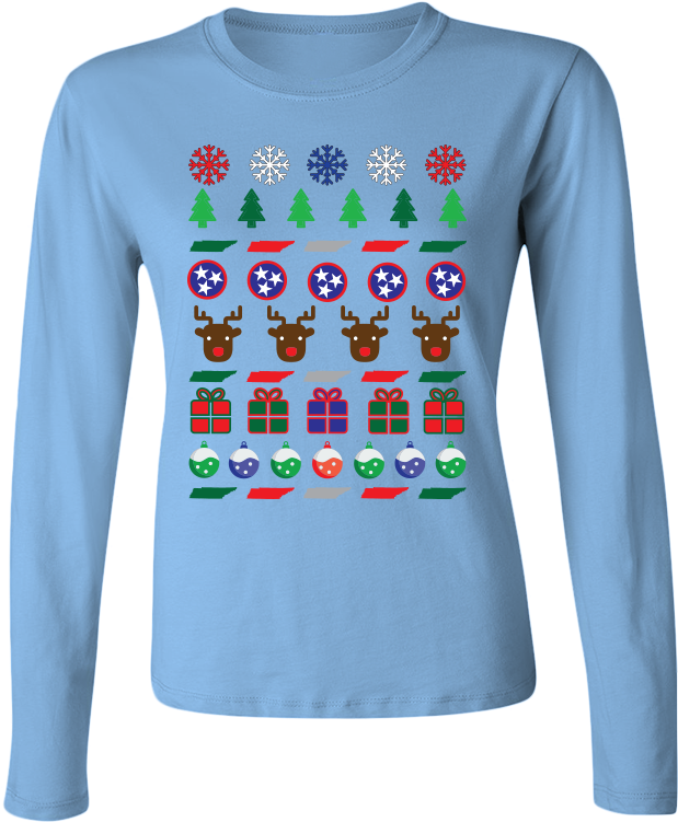 Tennessee Ugly Christmas Sweater Womens Long Sleeve Clipart (1000x1000), Png Download