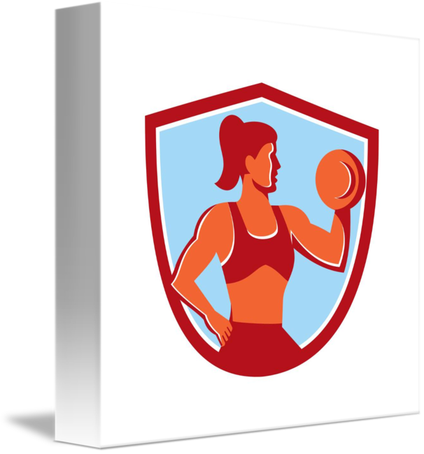 Female Lifting Shield Retro By Aloysius Patrimonio - Olympic Weightlifting Clipart (606x650), Png Download