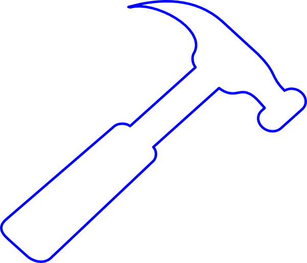 Blue Outline Hammer Svg Clip Arts 600 X 515 Px - Png Download (600x515), Png Download