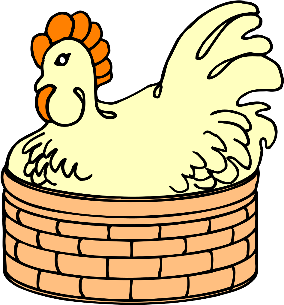 Hen In The Basket Clipart (558x599), Png Download