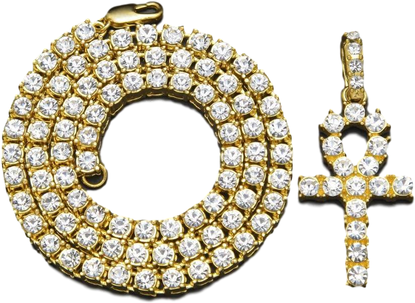 Clip Art Transparent Ankh Drawing Gold - Gold Plated Egypt Ankh Cross Key Pendant Hip Hop Necklace - Png Download (940x940), Png Download