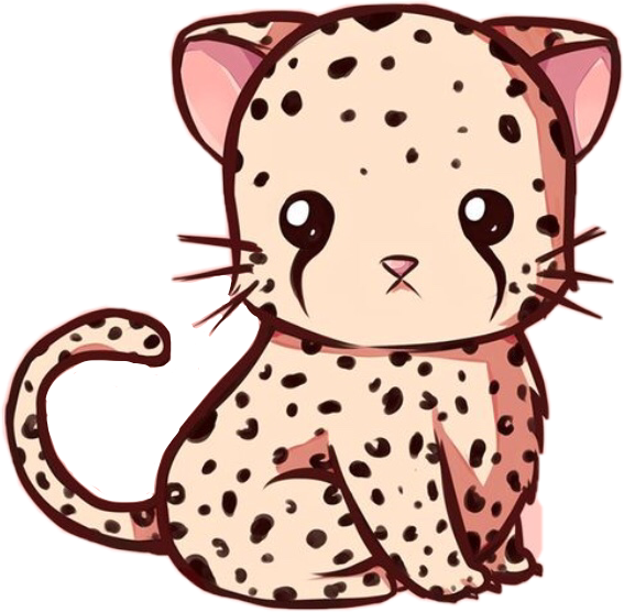 Cute Leopardo Cheetah Kawaii Animal Wild Fast Freetoedi - Graph Paper Notebook [book] Clipart (567x556), Png Download