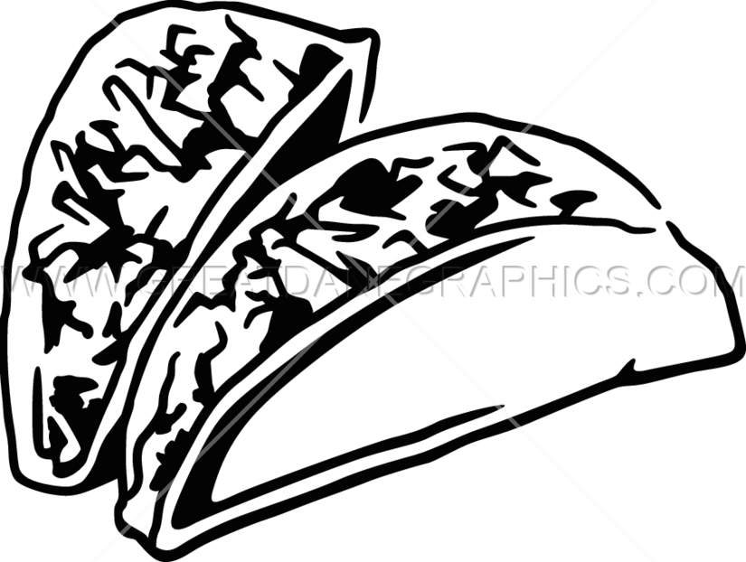 Tacos Clipart Two - Tacos Blanco Y Negro - Png Download (825x622), Png Download