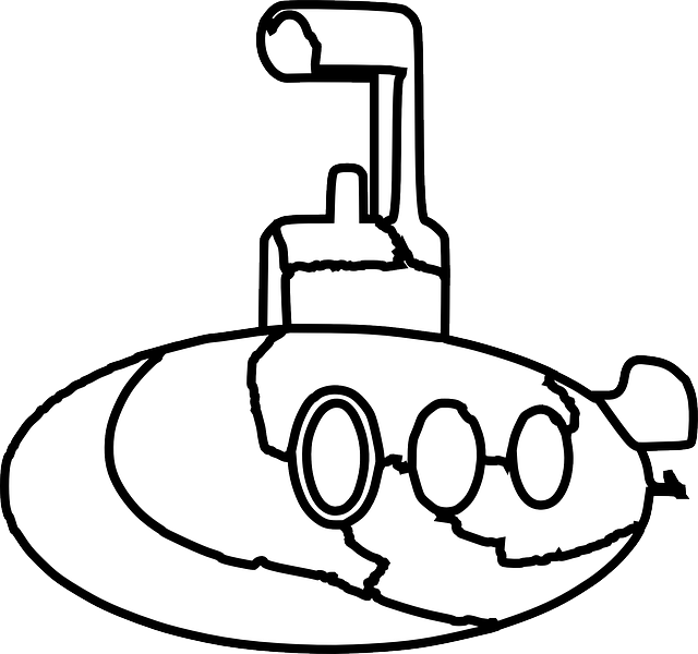 Submarine Clipart White And Black - Png Download (600x562), Png Download