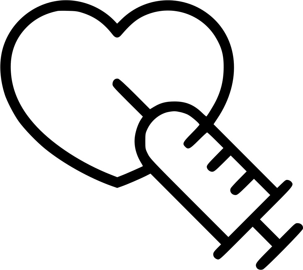 Syringe Injector Heart Adrenaline Reanimation Svg Png - Syringe Heart Png Clipart (981x872), Png Download