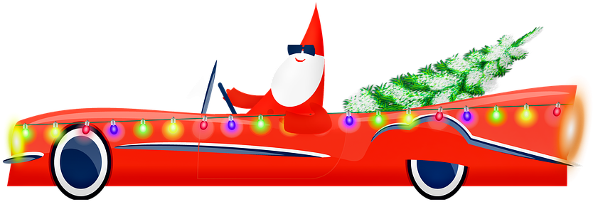 Weihnachten Auto, Santa Claus - Christmas Santa Claus And Car 2014 Clipart (1014x340), Png Download