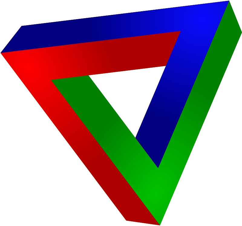 Triangle Clip Art - Optical Illusion Triangle Colored - Png Download (600x558), Png Download