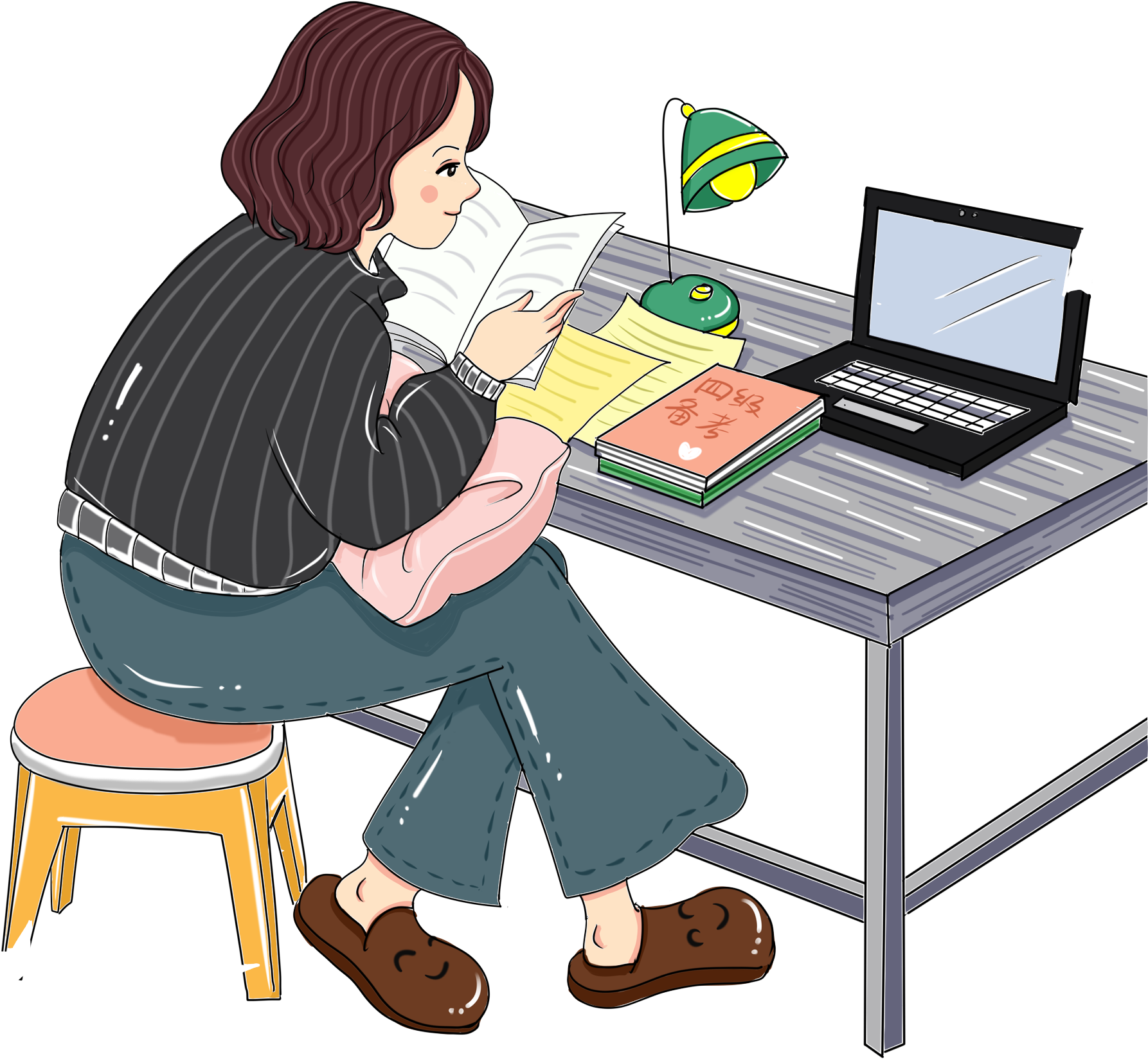Hand Painted Illustration Comics Girl Png And Psd Clipart (2000x2000), Png Download