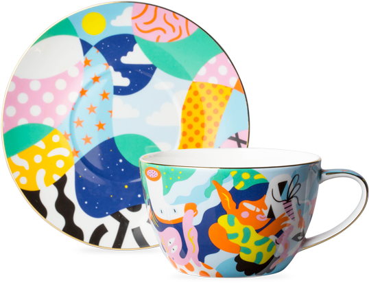 T2 X Brolga Cup And Saucer Clipart (555x555), Png Download
