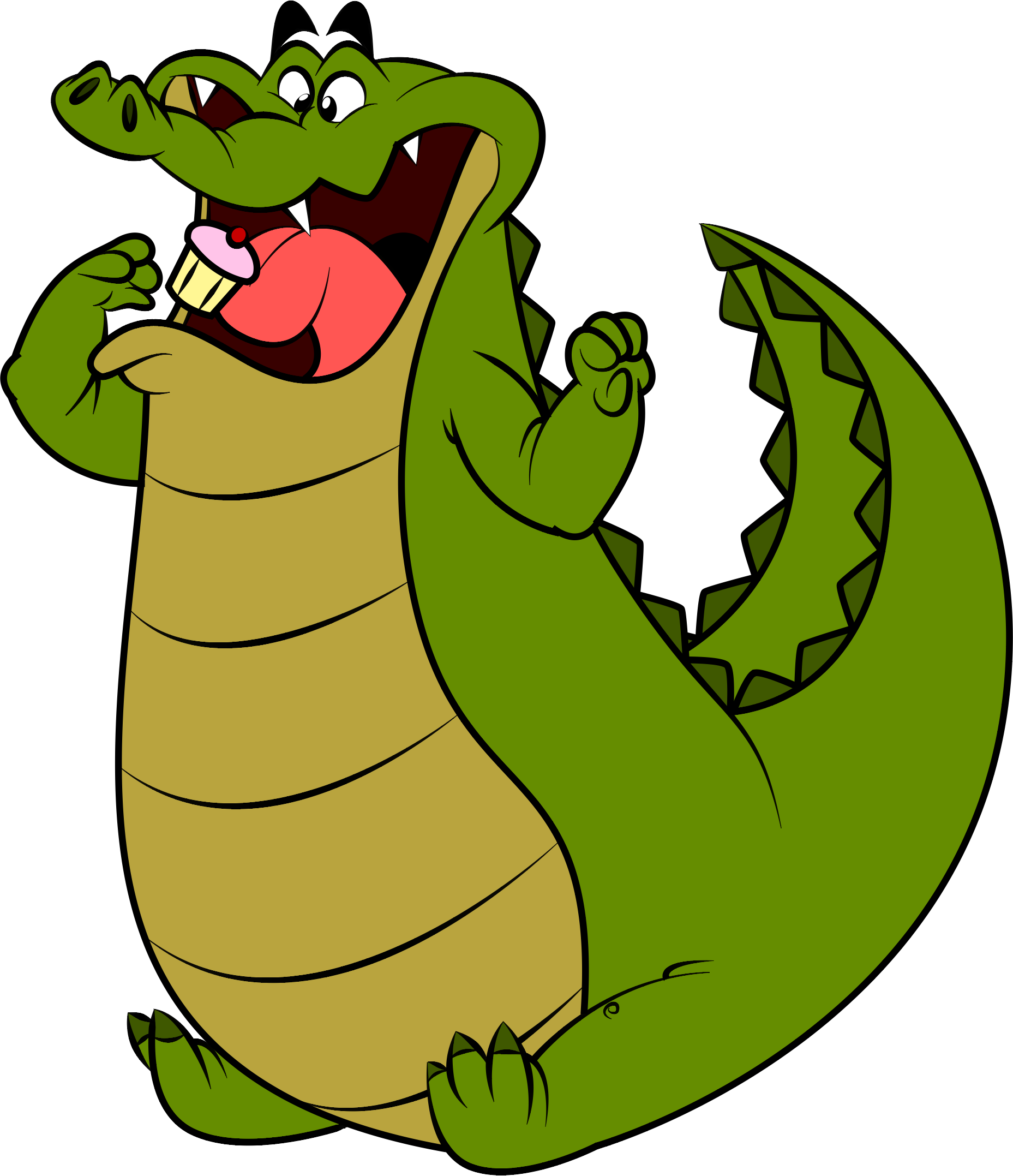 Fat Gator Eating A Cupcake Clipart (1857x2155), Png Download