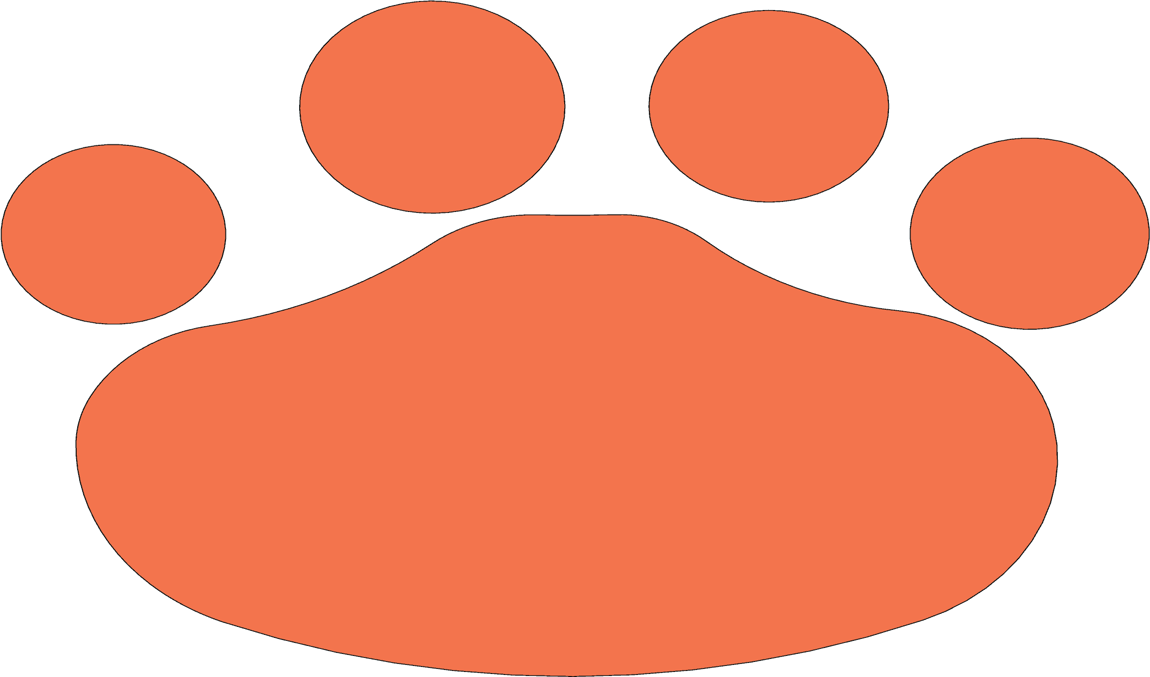 Hippo Footprint, X1 Clipart (3000x1373), Png Download