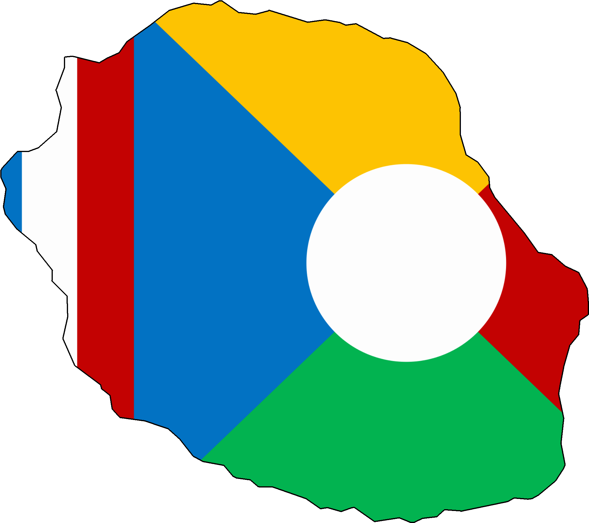 Flag Map Of Réunion Clipart (2050x1818), Png Download