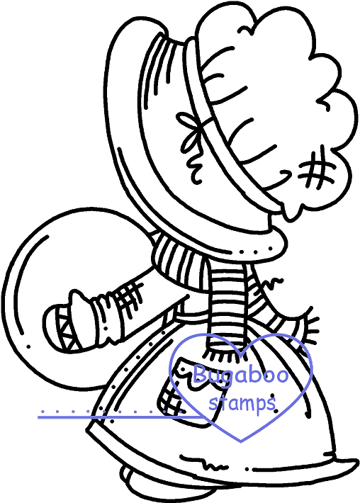 Sunbonnet Winter 2 Digi Stamps, Images, Clip Art, Coloring - Png Download (513x750), Png Download