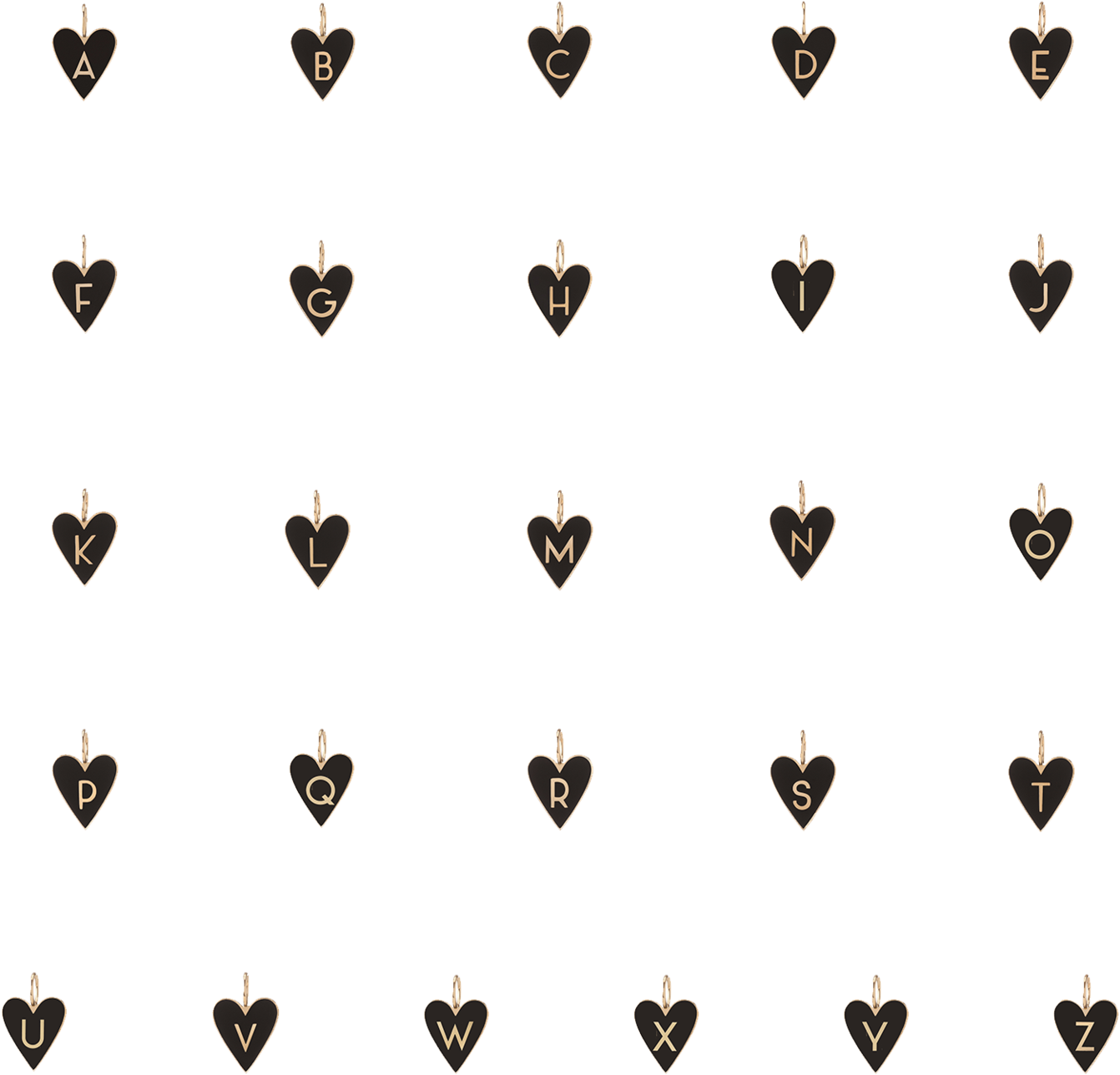 Medium Gold Border Enamel Heart With Letter Clipart (1440x1440), Png Download