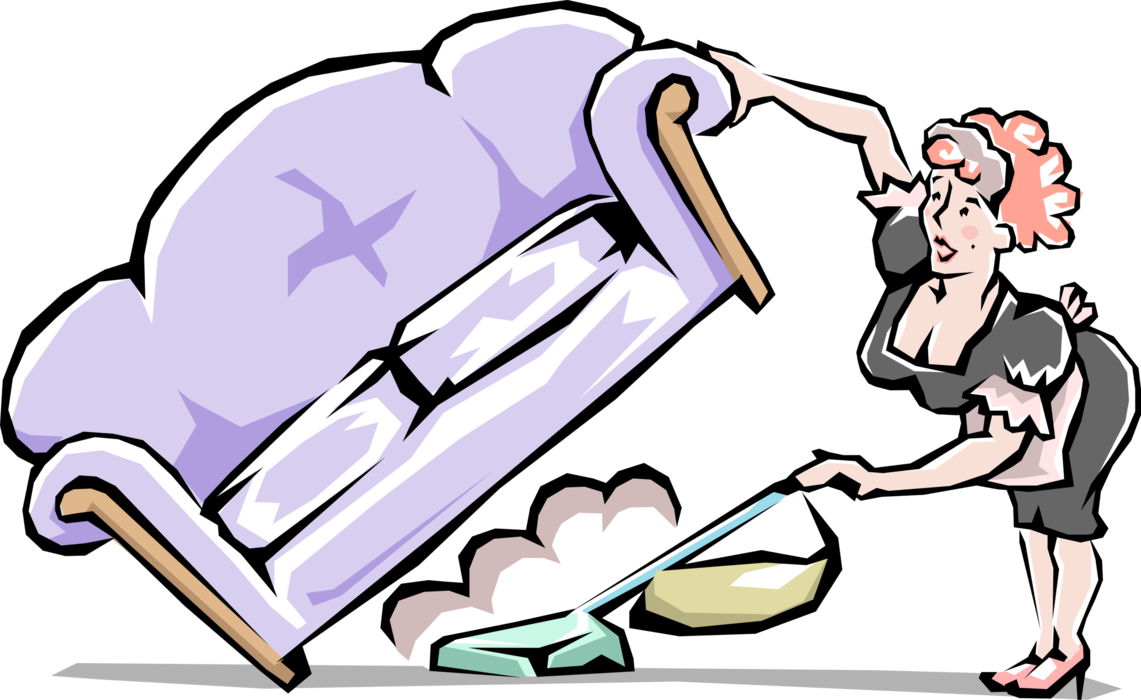 Cleaning Maid Vacuums Under Clipart (1141x700), Png Download