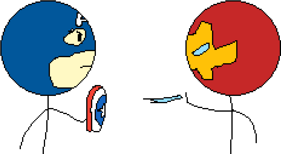 Captain American Civil War But With Stickfigures Clipart (1024x576), Png Download