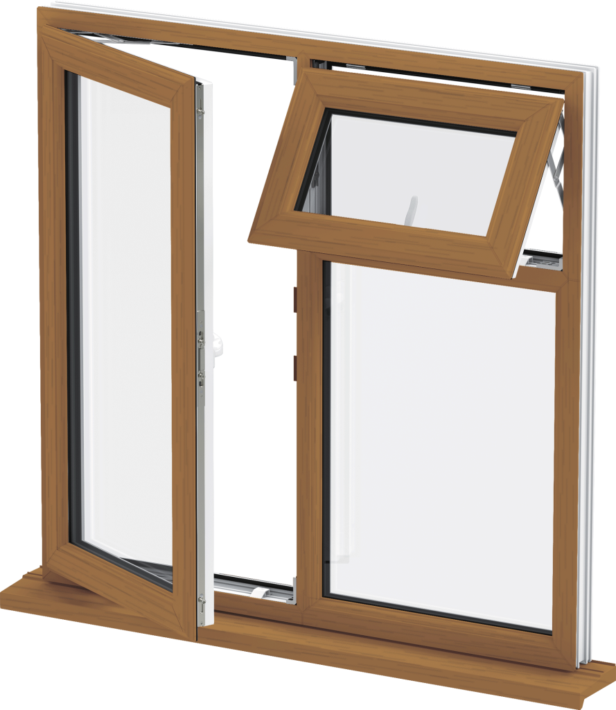Golden Oak Upvc Casement Window Clipart (889x1024), Png Download