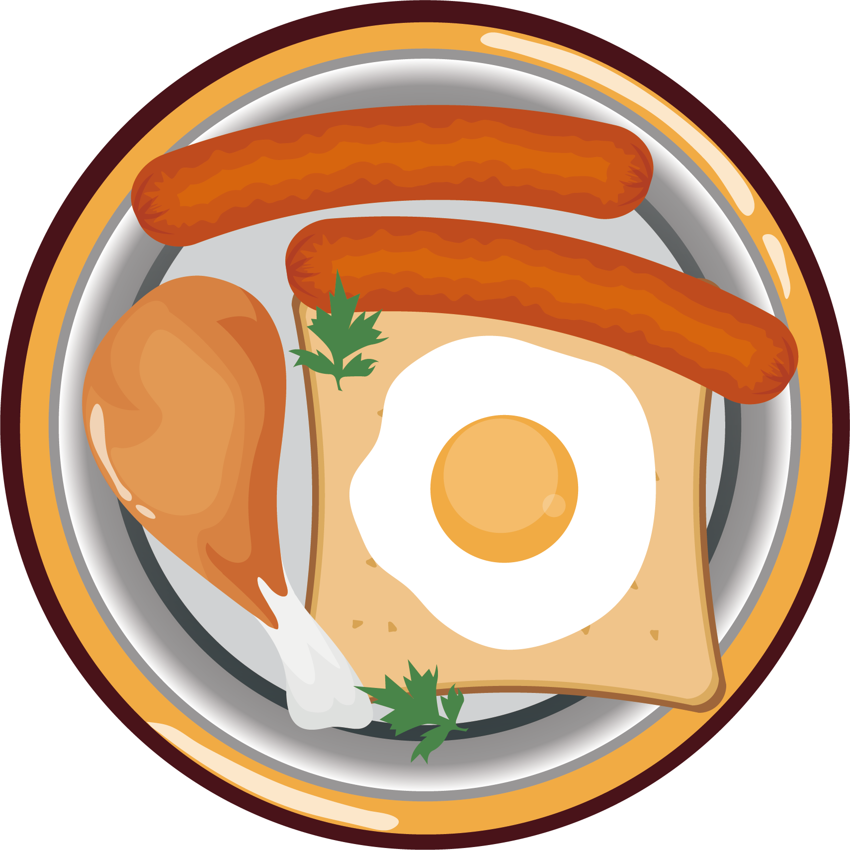 Fried Egg Fried Chicken Ham Breakfast Clipart (1710x1710), Png Download