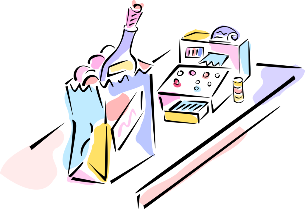 Groceries And Vector Image Illustration Of Supermarket Clipart (1024x700), Png Download