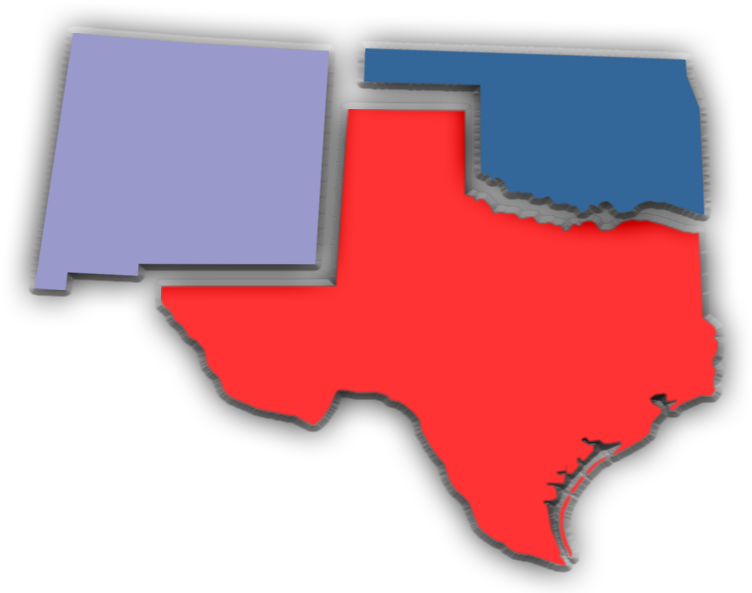 Map Outline Texas Red, New Mexico, Light Blue And Oklahoma, Clipart (1920x600), Png Download