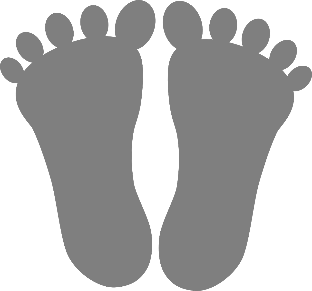 Feet, Toes, Footmarks, Outline, Human, Barefoot Clipart (1280x1197), Png Download