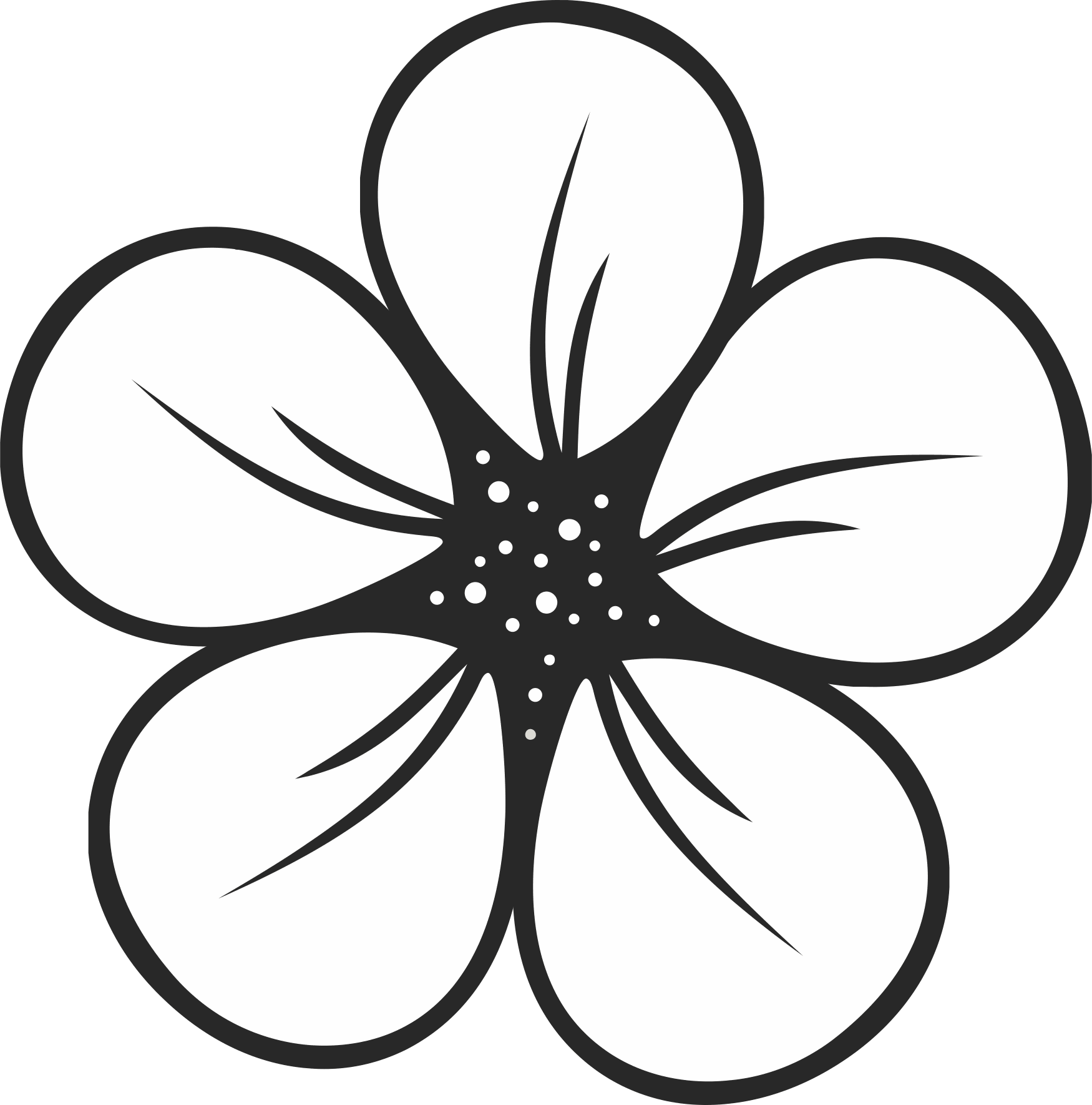 Charming Hibiscus Flower Rubber Stamp Clipart (1750x1770), Png Download