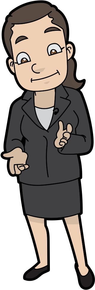 A Female Corporate Officer Doing A Talk Cartoon Clipart (412x1022), Png Download