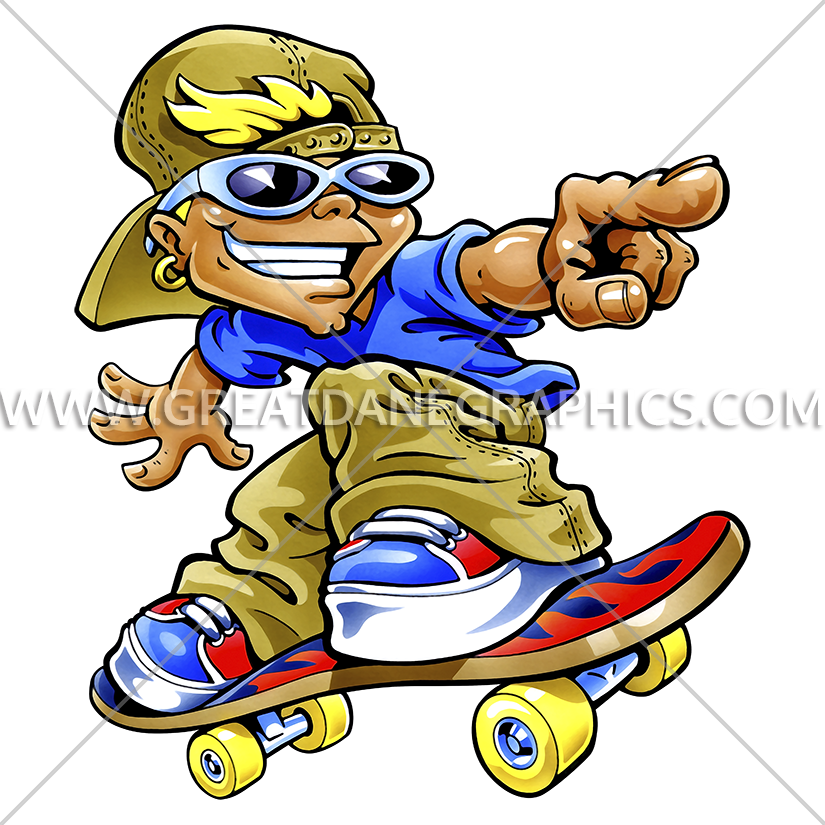Cartoon Skateboarder Production Ready Clipart (825x825), Png Download