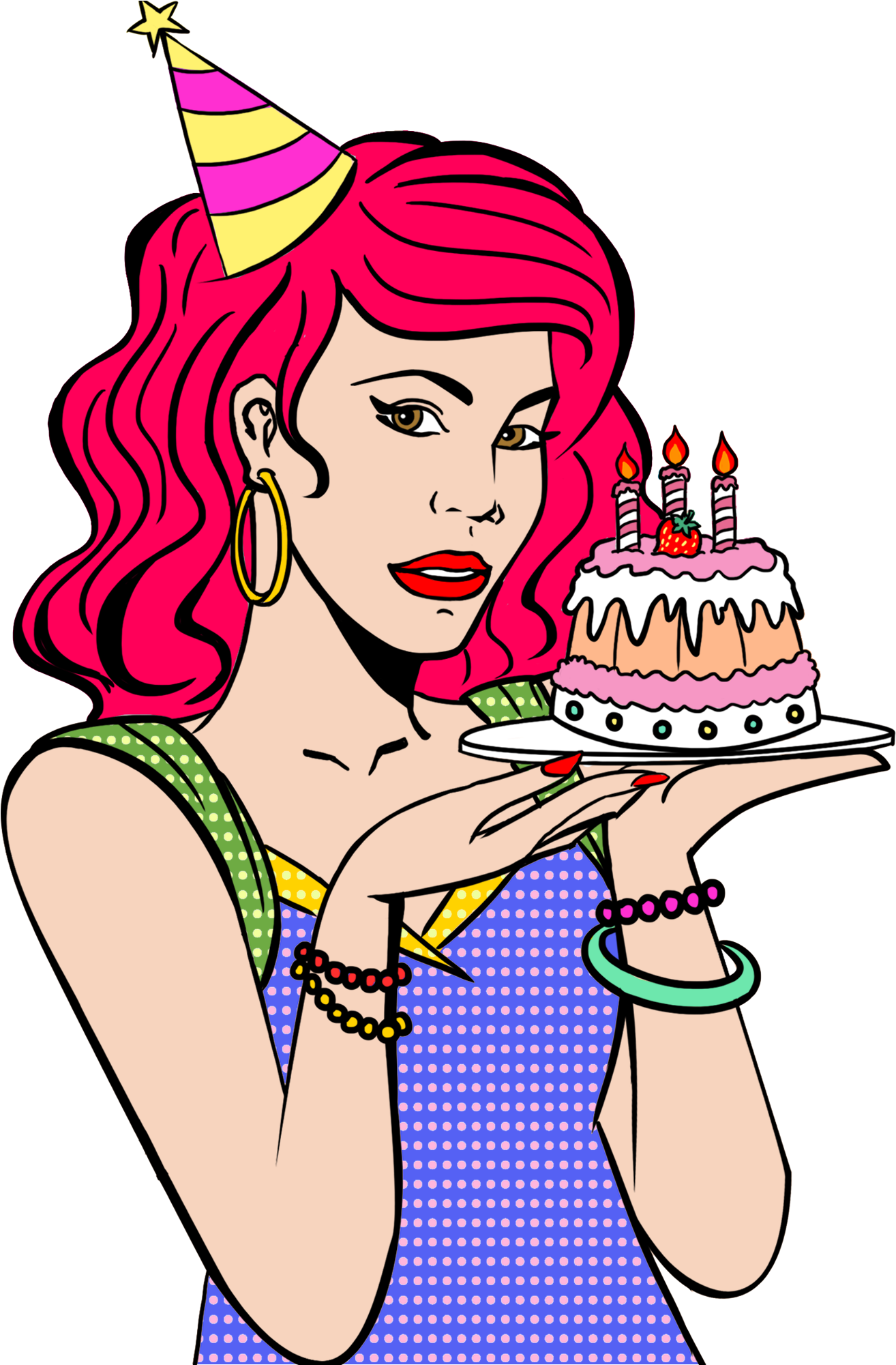 Pop Retro Hand Drawn Girl Png And Psd Clipart (2000x2000), Png Download