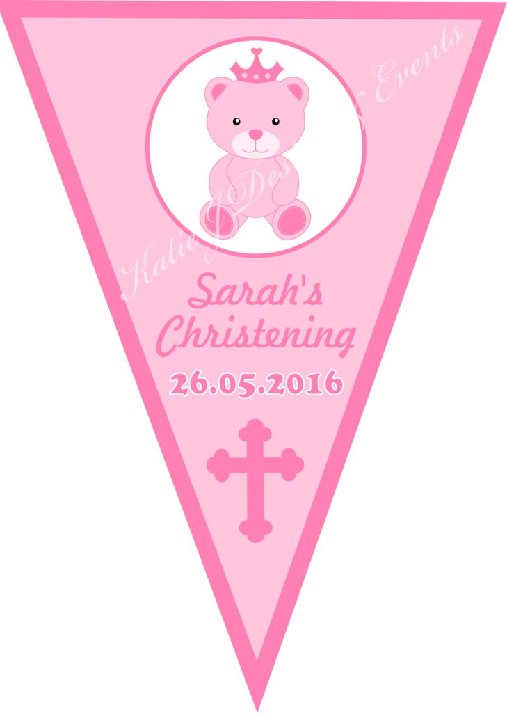 Pink Teddy Bear Theme Personalised Party Decorations Clipart (729x1024), Png Download