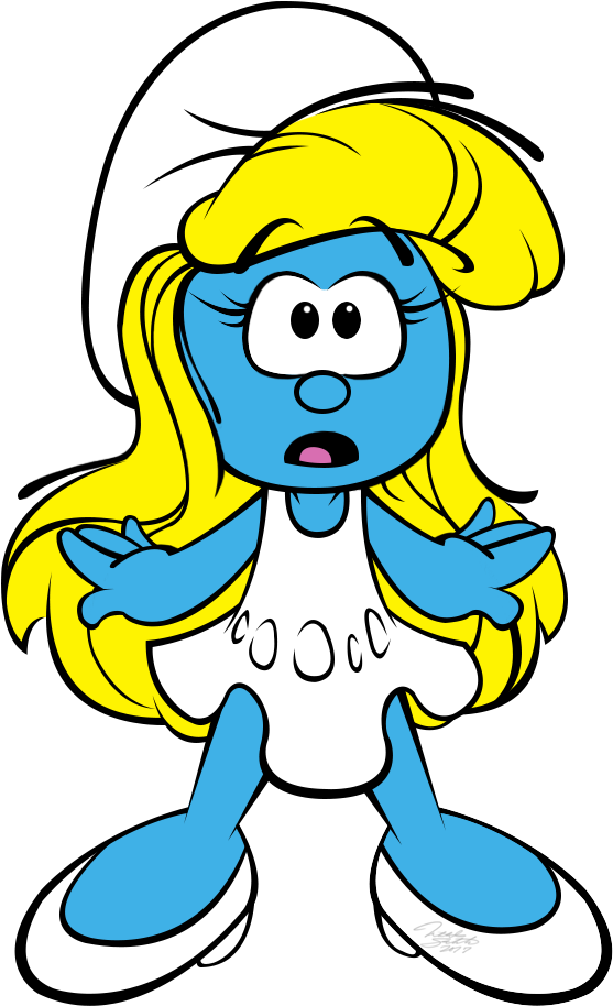 Surprised Smurfette Doodle Clipart (557x914), Png Download