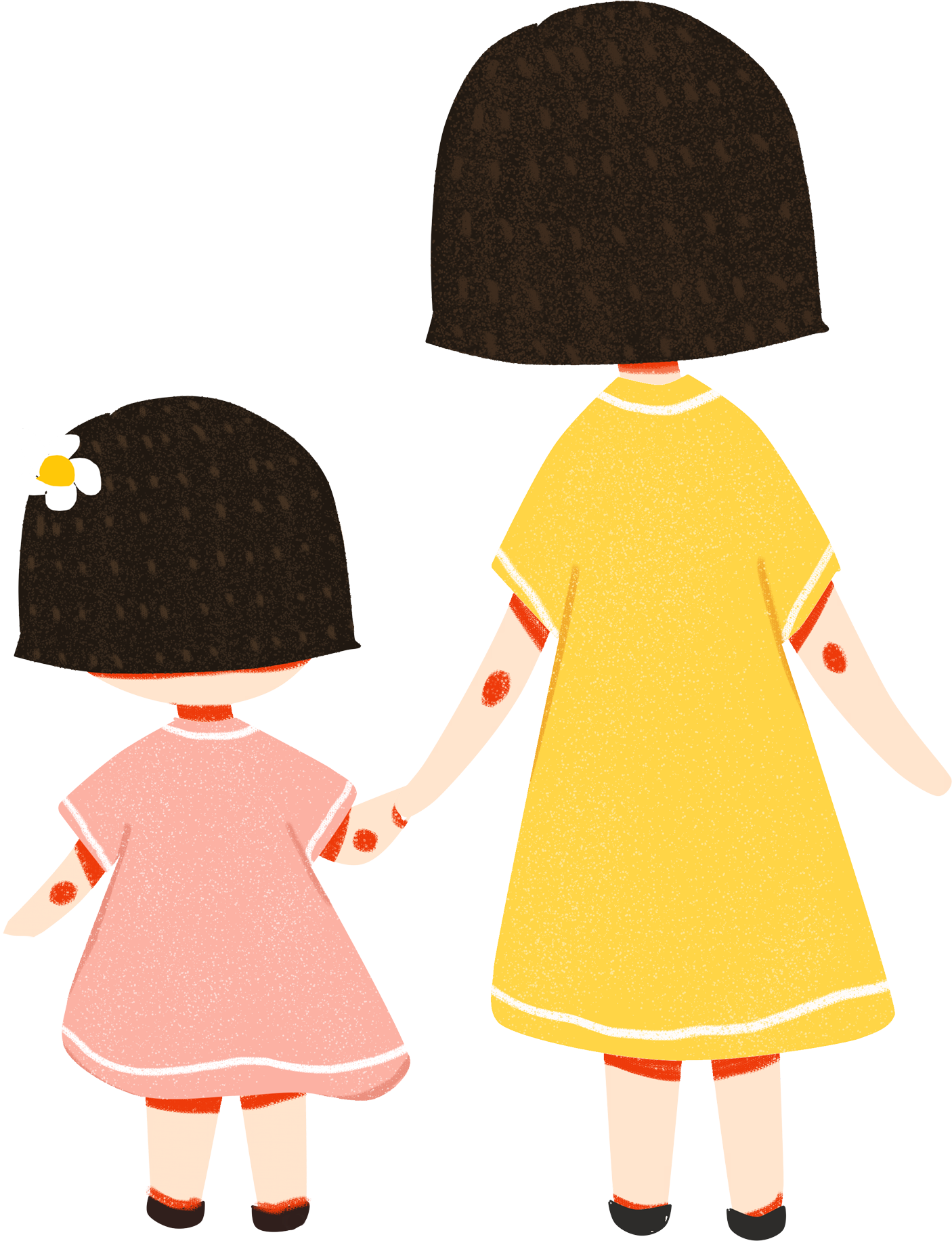 Flat Design Mother Daughter Characters Clipart (2000x2000), Png Download