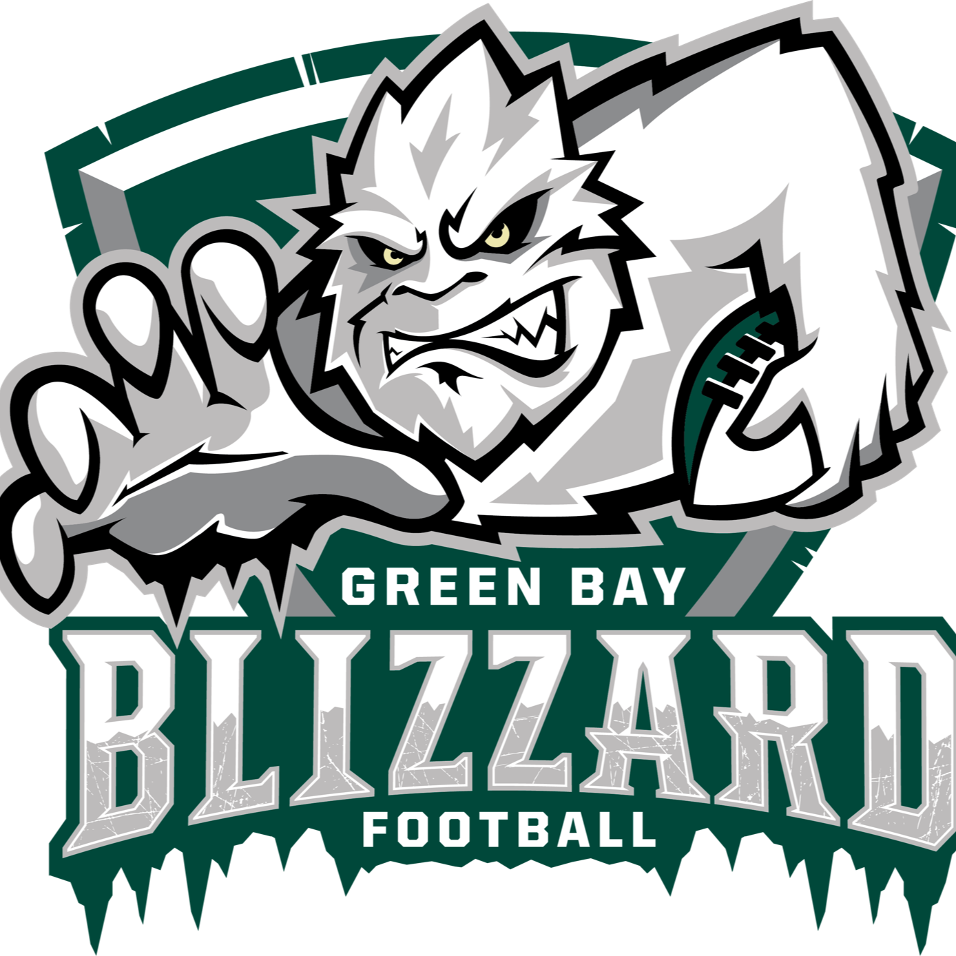 Green Bay Blizzard Football Clipart (1388x1388), Png Download