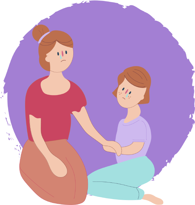 Girl Sitting Down Looking Sad With Mum Who Is Also Clipart (1000x692), Png Download