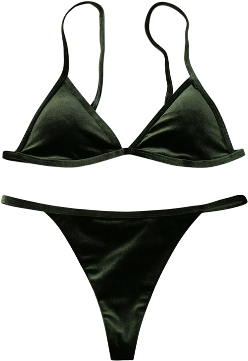Cami Velvet String Bikini Set Womenswear Pinterest Clipart (558x744), Png Download