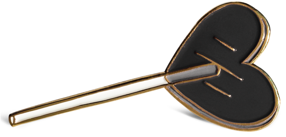 Licorice Heart Lolli Enamel Pin Badge Bomb Clipart (587x580), Png Download